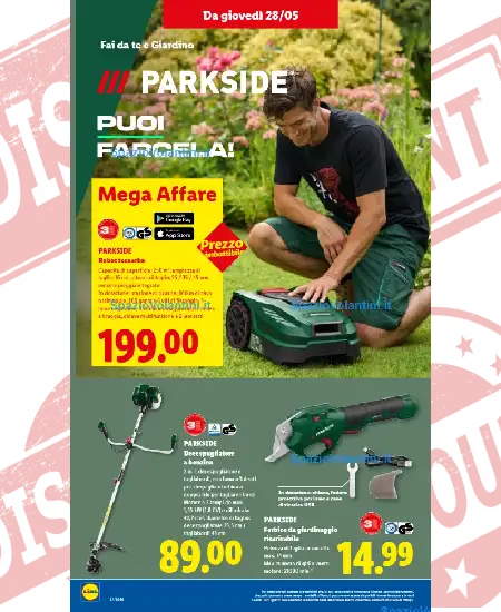 Volantino Lidl – Fai da te e Giardino Parkside | Offerte 28/05 – 03/06 2026