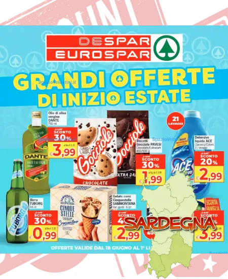 Volantino Despar Eurospar – Grandi Offerte di Inizio Estate | Offerte 18 Giugno – 1 Luglio Sardegna