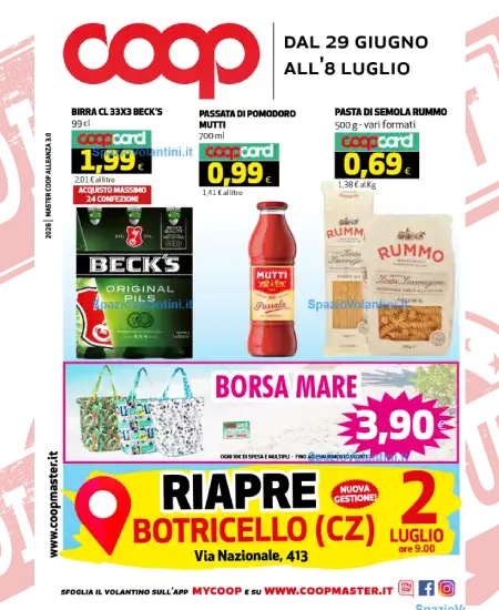 Volantino Coop Master – Riapre Botricello | Offerte 29 Giugno – 8 Luglio 2026