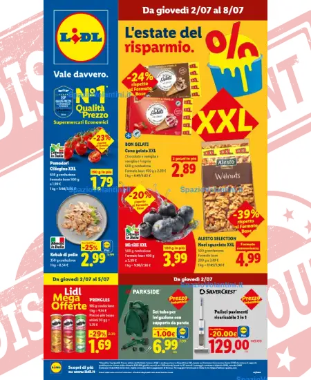Volantino Lidl – L’estate del risparmio XXL | Offerte da Giovedì 2 al 8 Luglio