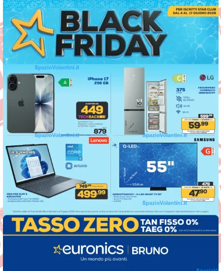 Volantino Euronics Bruno – Black Friday | Offerte 4-17 Giugno 2026