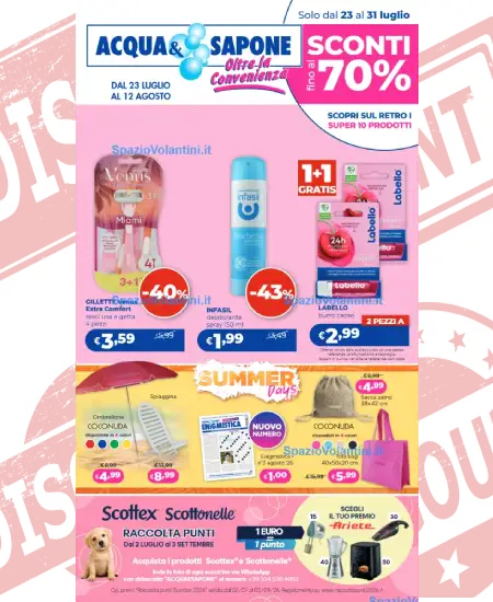 Volantino Acqua & Sapone – Sconti fino al 70% | Offerte 23 Luglio – 12 Agosto 2026