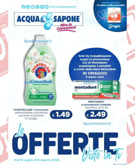Volantino Acqua & Sapone – Le Offerte Viste in Tv | Offerte 19 Luglio – 8 Agosto 2026