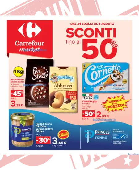 Volantino Carrefour Market – Sconti fino al 50% | Offerte 24 Luglio – 5 Agosto 2026