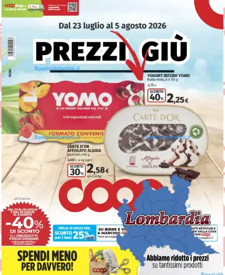 Volantino Coop Lombardia – Prezzi Giù | Offerte 23 Luglio – 5 Agosto 2026