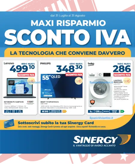 Volantino Sinergy – Maxi Risparmio Sconto IVA | Offerte 31 Luglio – 31 Agosto 2026