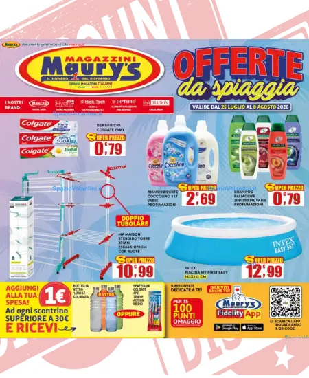 Volantino Maury’s – Offerte da spiaggia | Offerte 25 Luglio – 8 Agosto 2026