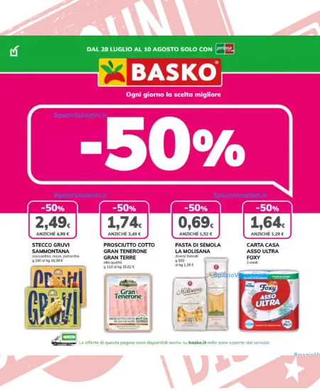 Volantino Basko – Sconti -50% | Offerte 28/07-10/08 2026