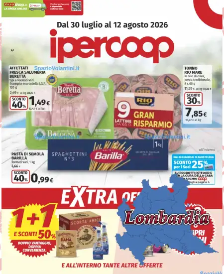 Volantino Ipercoop Lombardia – Extra Offerte | Offerte 30/07-12/08 2026