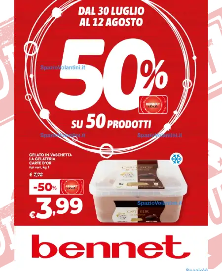 Volantino Bennet – 50% su 50 Prodotti | Offerte 30/07-12/08 2026