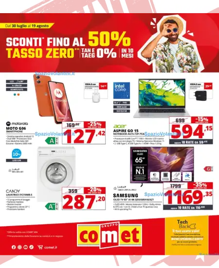 Volantino Comet – Sconti fino al 50% e Tasso Zero | Offerte 30/07-19/08 2026
