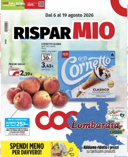Volantino Coop Lombardia – RISPARMIO | Offerte 6-19 Agosto 2026