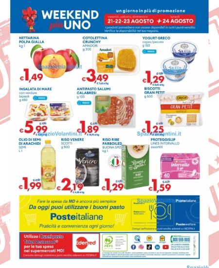 Volantino MD – Weekend Più Uno | Offerte 21-24 Agosto 2026