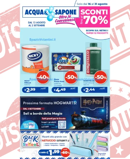 Volantino Acqua & Sapone – Sconti fino al 70% | Offerte 13 Agosto – 2 Settembre 2026