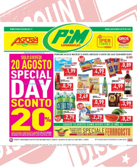 Volantino Pim Supermercati – Speciale Ferragosto | Offerte 12-19 Agosto 2026