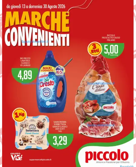 Volantino Supermercati Piccolo – Marche Convenienti | Offerte 13-30 Agosto 2026