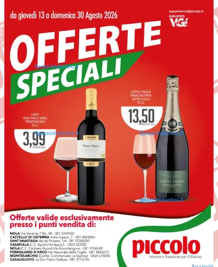 Volantino Supermercati Piccolo – Offerte Speciali | Offerte 13-30 Agosto 2026